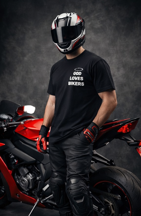 God Loves Bikers Unisex Oversized Classic T-Shirt